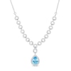 Thumbnail Image 1 of Pear-Shaped Swiss Blue Topaz and White Lab-Created Sapphire Link Drop Necklace in Sterling Silver - 19.25"
