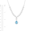 Thumbnail Image 3 of Pear-Shaped Swiss Blue Topaz and White Lab-Created Sapphire Link Drop Necklace in Sterling Silver - 19.25"