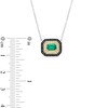 Thumbnail Image 3 of Lab-Created Emerald, Black Spinel and White Lab-Created Sapphire Octagon Frame Pendant in Sterling Silver and 10K Gold