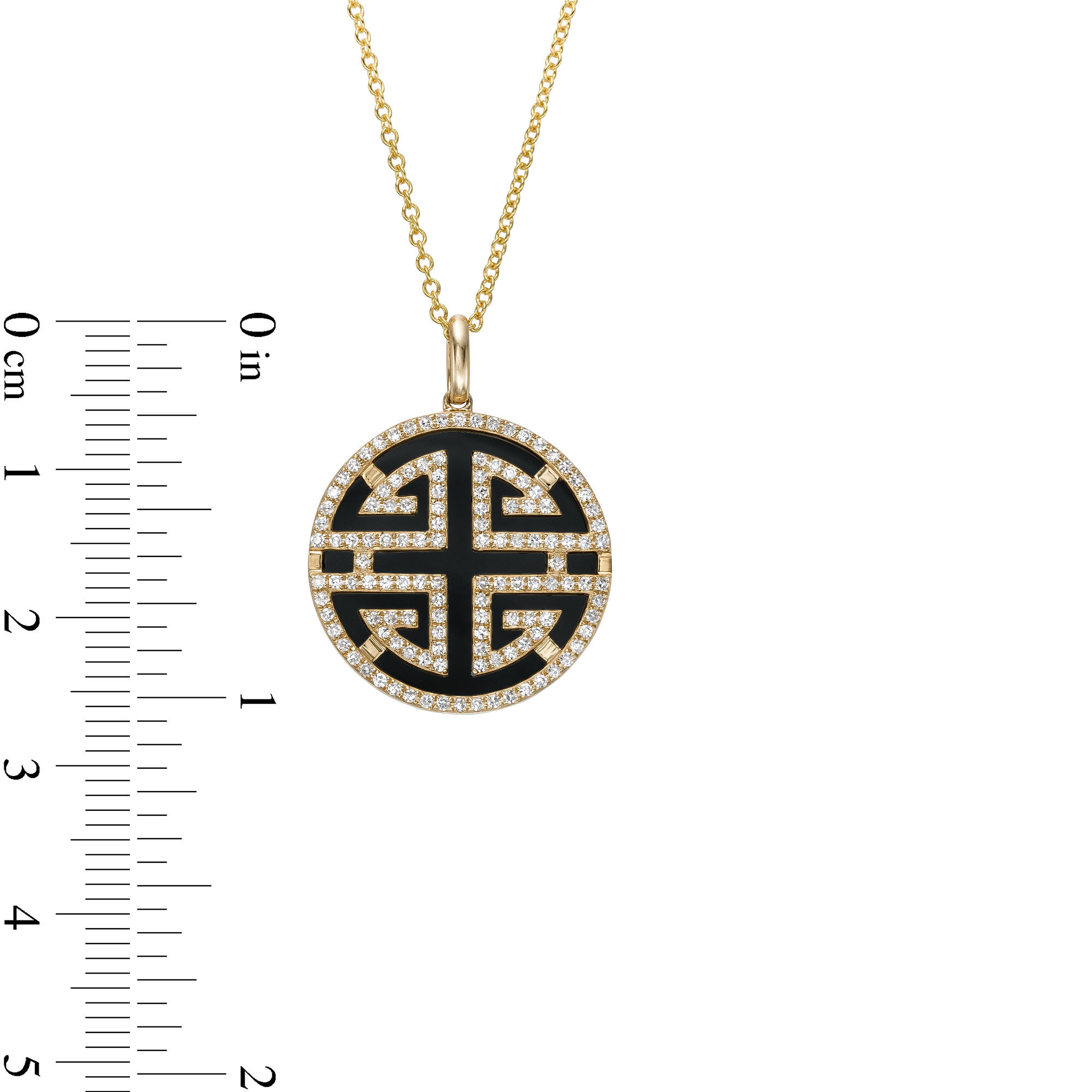 Thumbnail Image 2 of EFFY™ Collection Onyx and 0.33 CT. T.W. Diamond Edge Medallion Pendant in 14K Gold