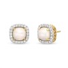 Thumbnail Image 1 of 6.0mm Cushion-Shaped Cabochon Opal and 0.18 CT. T.W. Diamond Frame Stud Earrings in 10K Gold