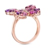 Thumbnail Image 2 of EFFY™ Collection Amethyst, Rhodolite Garnet and 0.05 CT. T.W. Diamond Butterfly Ring in 14K Rose Gold