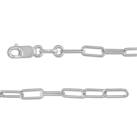 Heart-Shaped Garnet and White Lab-Created Sapphire "mom" Paper Clip Necklace in Sterling Silver