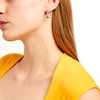 Thumbnail Image 2 of Pear-Shaped Swiss Blue Topaz and White Lab-Created Sapphire Link Drop Earrings in Sterling Silver
