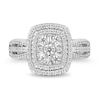 Thumbnail Image 3 of Enchanted Disney Belle 0.95 CT. T.W. Emerald Multi-Diamond Ornate Engagement Ring in 14K White Gold