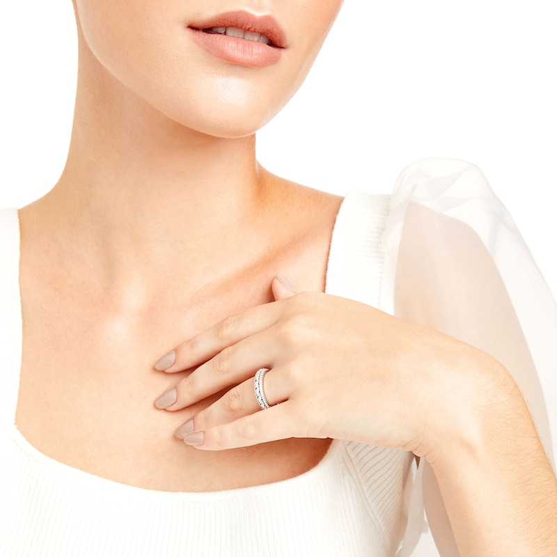 Main Image 2 of Vera Wang Love Collection 0.58 CT. T.W. Diamond Edge Vintage-Style Wedding Band in 14K White Gold
