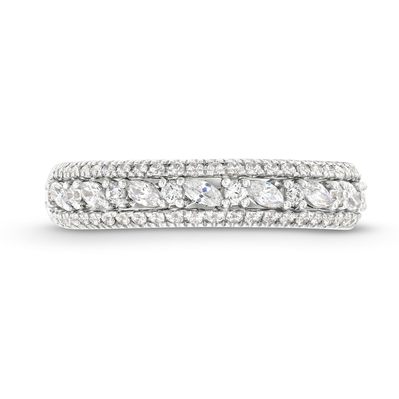 Main Image 4 of Vera Wang Love Collection 0.58 CT. T.W. Diamond Edge Vintage-Style Wedding Band in 14K White Gold
