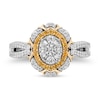 Enchanted Disney Belle 0.69 CT. T.W. Oval Multi-Diamond and Citrine Double Frame Engagement Ring in 14K Two-Tone Gold
