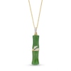 Thumbnail Image 1 of Jade and 0.085 CT. T.W. Diamond Bamboo Pendant in 14K Gold