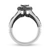 Enchanted Disney Villains Maleficent 0.95 CT. T.W. Black and White Quad Diamond Frame Engagement Ring in 14K White Gold