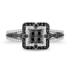 Thumbnail Image 3 of Enchanted Disney Villains Maleficent 0.95 CT. T.W. Black and White Quad Diamond Frame Engagement Ring in 14K White Gold