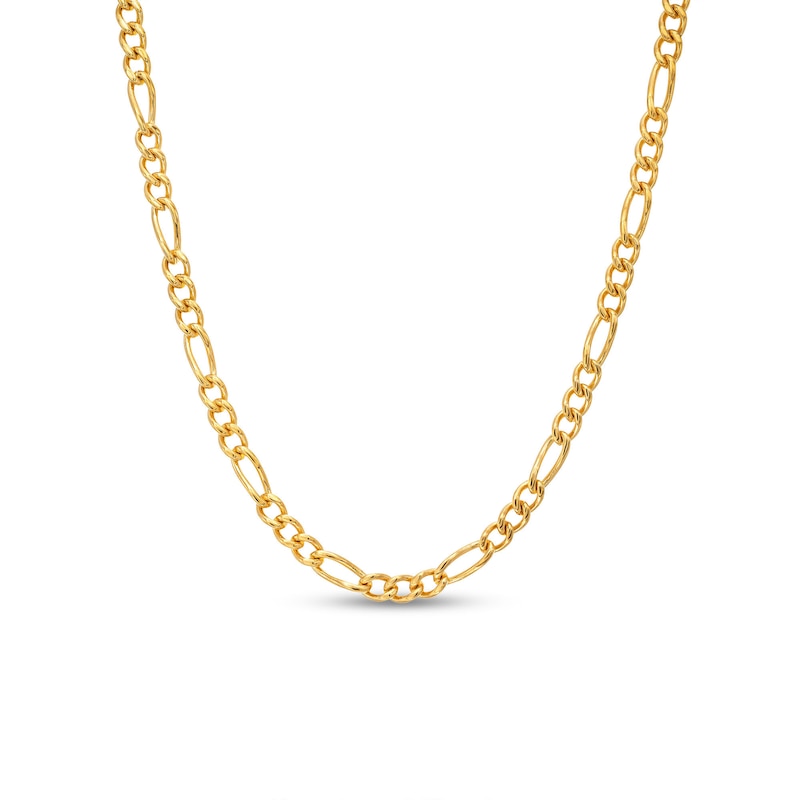 Men's 3.5mm Figaro Chain Necklace in Solid Stainless Steel  with Yellow Ion-Plate - 24"