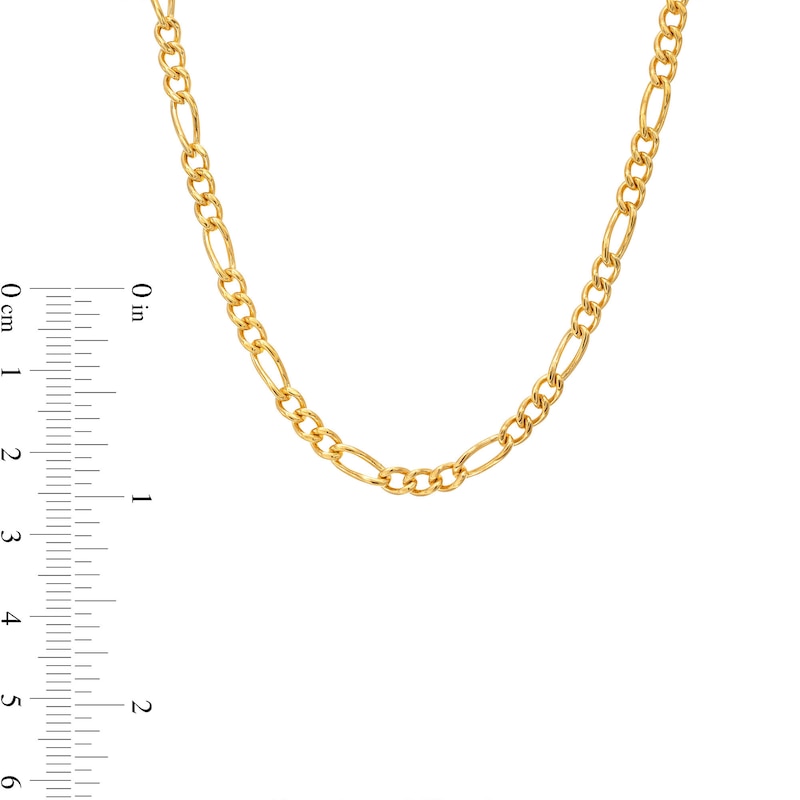 Main Image 4 of Men's 3.5mm Figaro Chain Necklace in Solid Stainless Steel  with Yellow Ion-Plate - 24"
