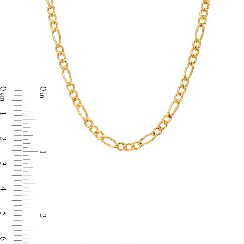 Men's 3.5mm Figaro Chain Necklace in Solid Stainless Steel  with Yellow Ion-Plate - 24"|Peoples Jewellers