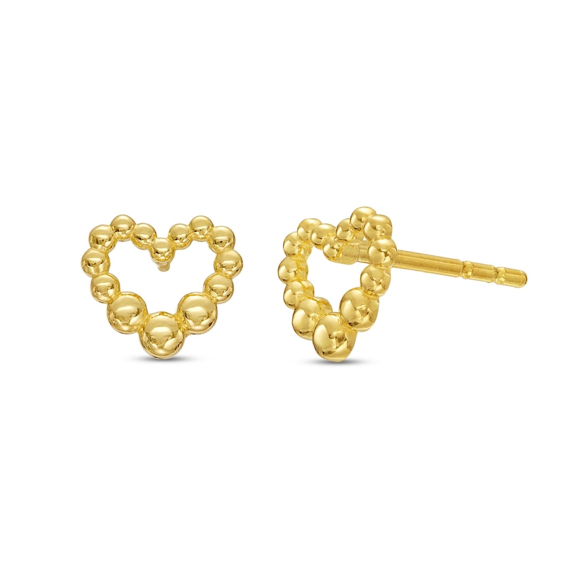 Polished Bubble Heart Stud Earrings in 10K Gold|Peoples Jewellers