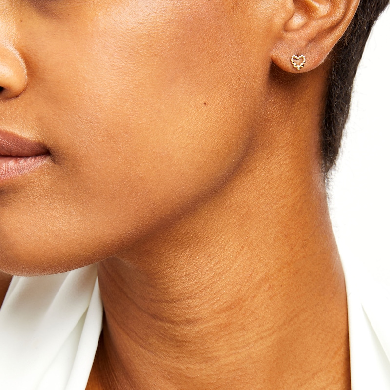 Main Image 2 of Polished Bubble Heart Stud Earrings in 10K Gold