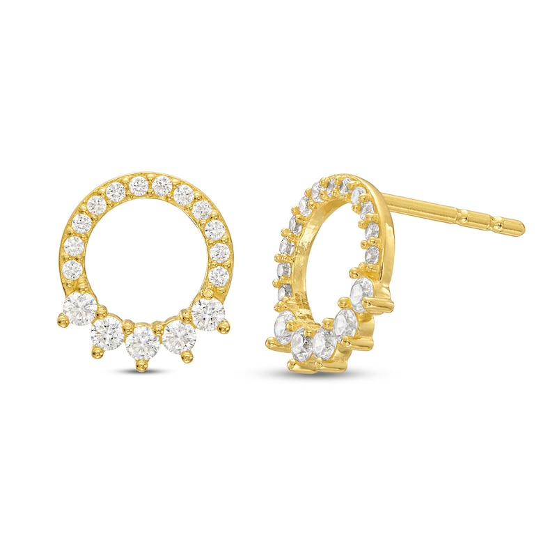 Cubic Zirconia Shadow Circle Stud Earrings in 10K Gold|Peoples Jewellers