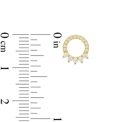 Cubic Zirconia Shadow Circle Stud Earrings in 10K Gold