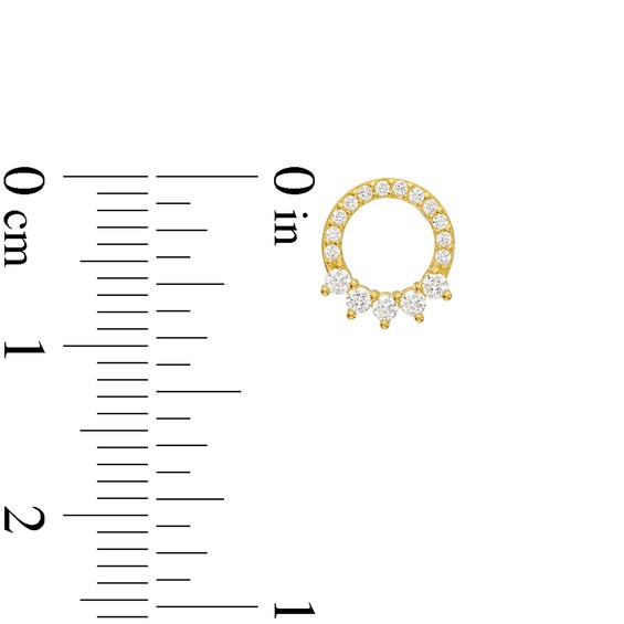 Cubic Zirconia Shadow Circle Stud Earrings in 10K Gold