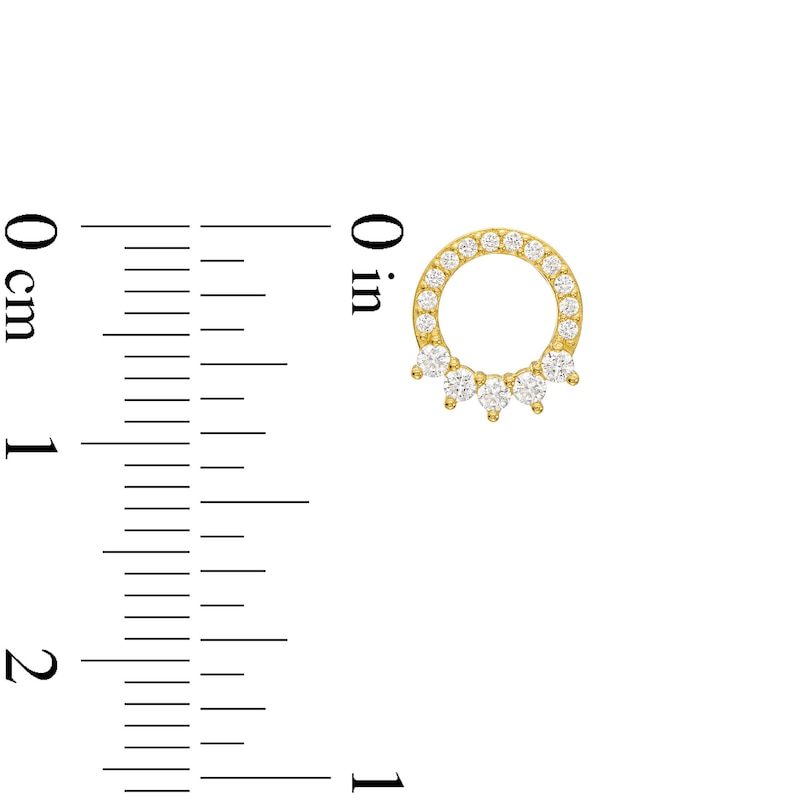 Cubic Zirconia Shadow Circle Stud Earrings in 10K Gold