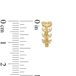 Cubic Zirconia Vine Huggie Hoop Earrings in 10K Gold