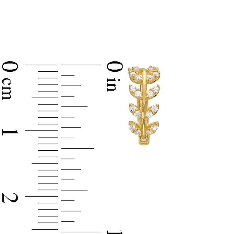 Main Image 3 of Cubic Zirconia Vine Huggie Hoop Earrings in 10K Gold