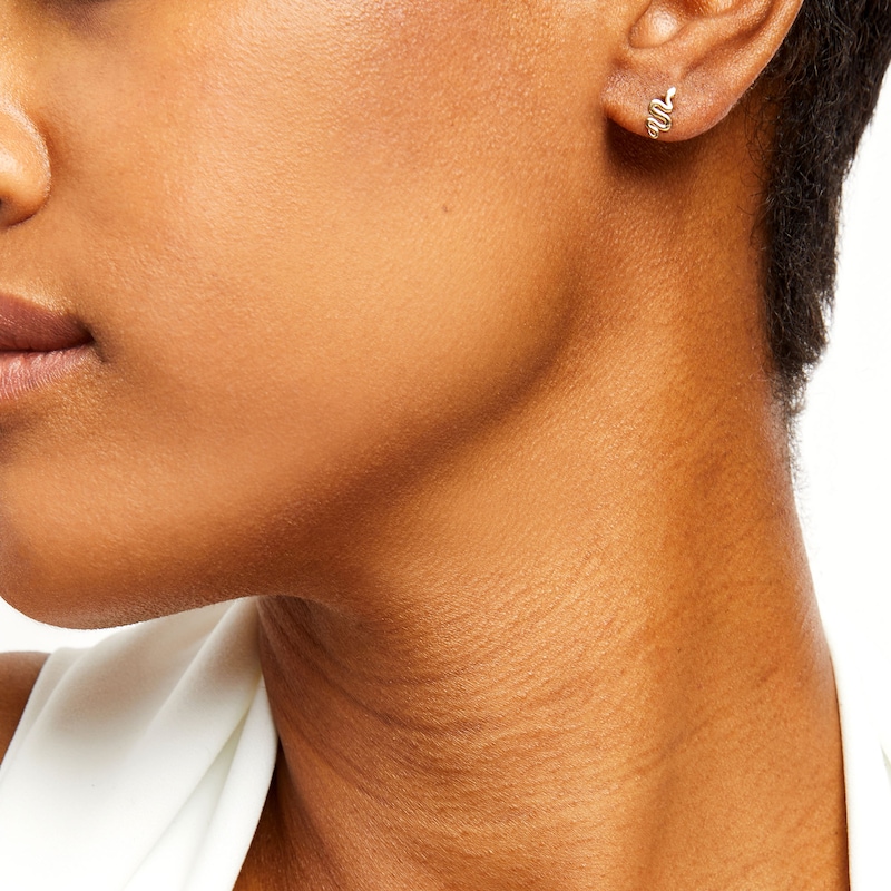 Main Image 2 of Polished Snake Stud Earrings in 10K Gold