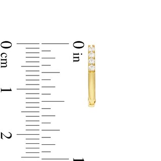 Cubic Zirconia Rectangular Huggie Hoop Earrings in 10K Gold