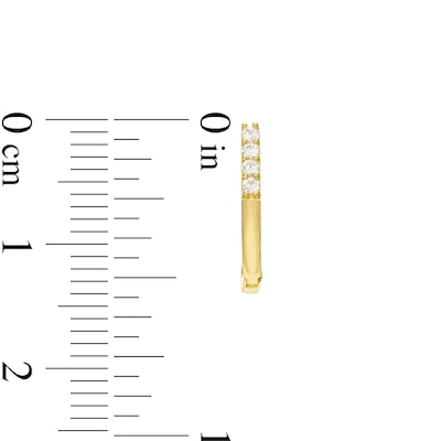 Cubic Zirconia Rectangular Huggie Hoop Earrings in 10K Gold