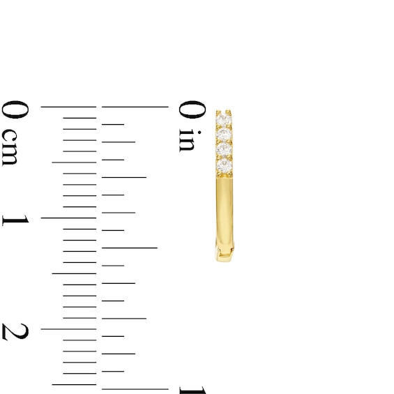 Cubic Zirconia Rectangular Huggie Hoop Earrings in 10K Gold