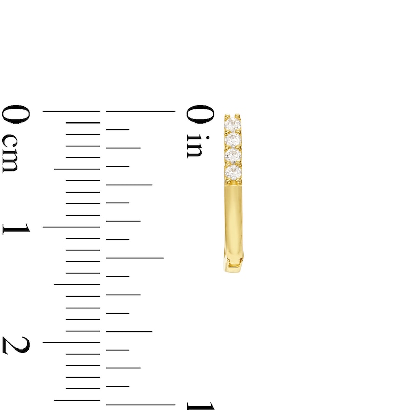 Cubic Zirconia Rectangular Huggie Hoop Earrings in 10K Gold