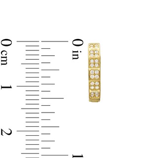 Quad Cubic Zirconia Huggie Hoop Earrings in 10K Gold