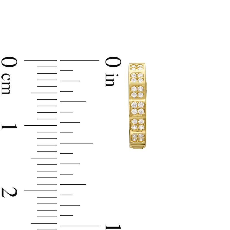 Main Image 3 of Quad Cubic Zirconia Huggie Hoop Earrings in 10K Gold