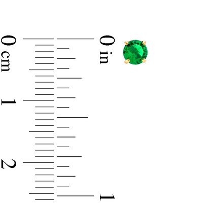Child's 4.0mm Simulated Emerald Solitaire Stud Earrings in 14K Gold