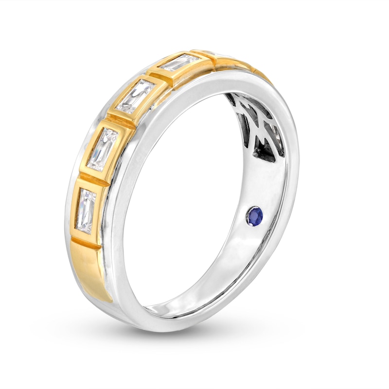 Men's Vera Wang Love Collection 0.45 CT. T.W. Baguette Diamond Station Wedding Band in 14K Two-Tone Gold