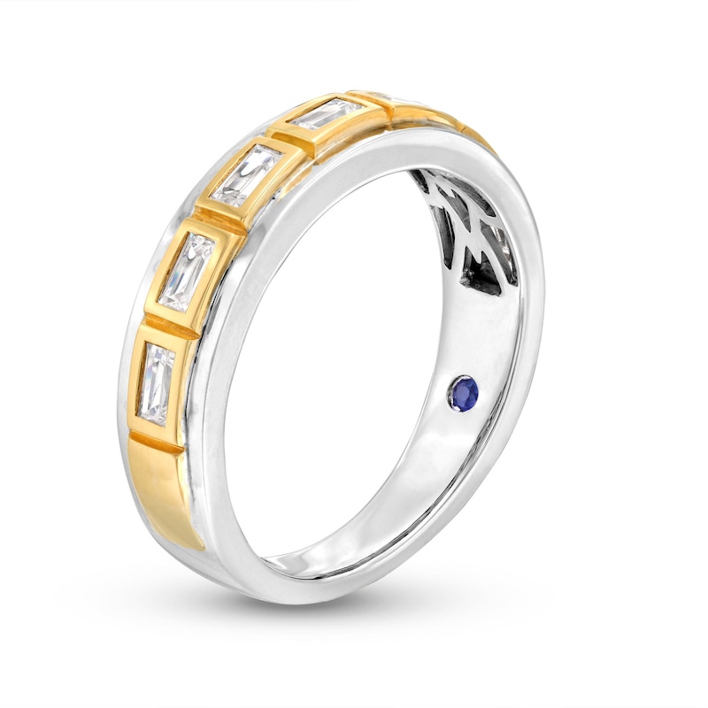 Men's Vera Wang Love Collection 0.45 CT. T.W. Baguette Diamond Station Wedding Band in 14K Two-Tone Gold|Peoples Jewellers