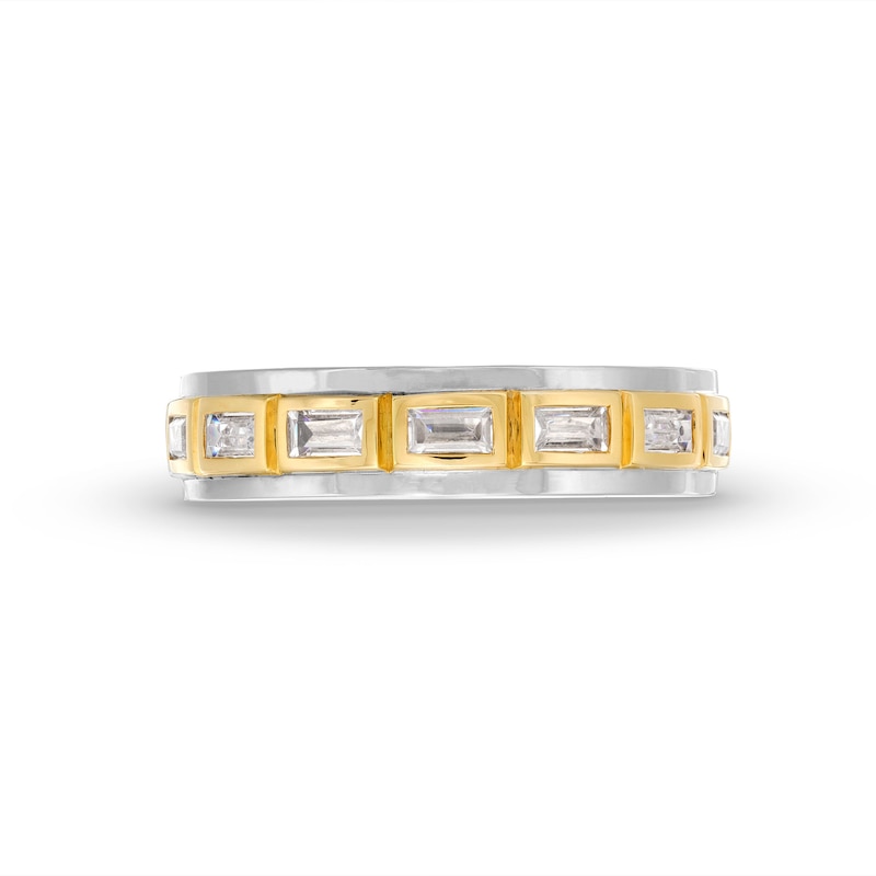 Men's Vera Wang Love Collection 0.45 CT. T.W. Baguette Diamond Station Wedding Band in 14K Two-Tone Gold|Peoples Jewellers