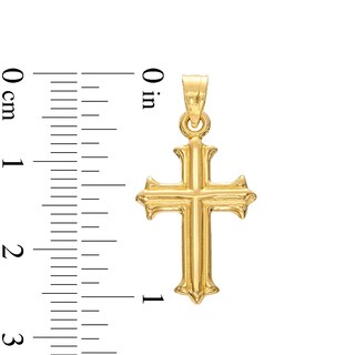 Gothic-Style Cross Charm in Hollow 14K Gold