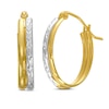 Thumbnail Image 1 of Diamond-Cut and Polished Double Row Hoop Earrings in Hollow 14K Two-Tone Gold