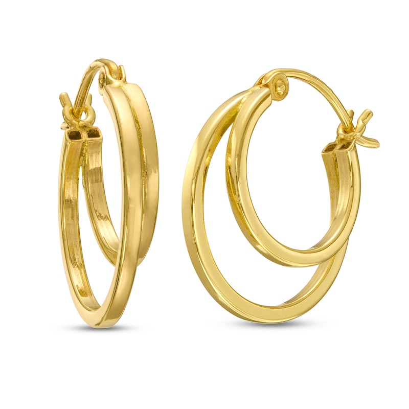 18.0mm Double Hoop Earrings in Hollow 14K Gold|Peoples Jewellers