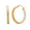 Thumbnail Image 0 of Diamond-Cut 25.0mm Inside-Out Hoop Earrings in Hollow 14K Two-Tone Gold