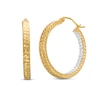 Diamond-Cut 25.0mm Inside-Out Hoop Earrings in Hollow 14K Two-Tone Gold