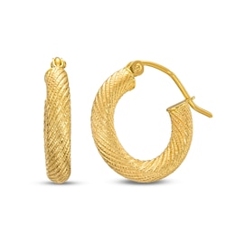 Textured 17.0mm Hollow Hoop Earrings in 14K Gold