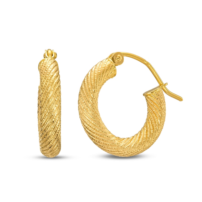 Textured 17.0mm Hoop Earrings in Hollow 14K Gold|Peoples Jewellers