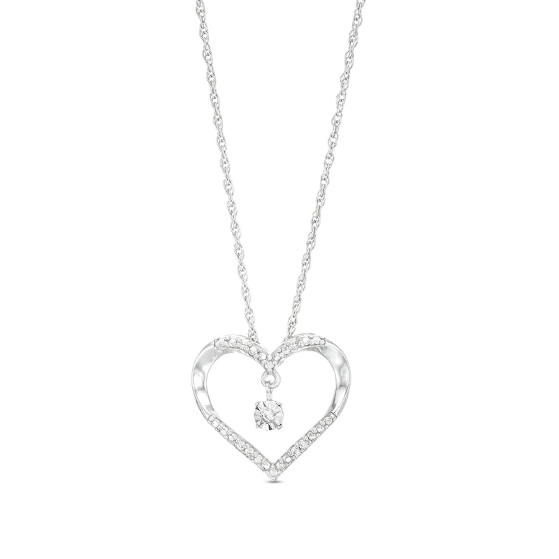 Main Image 1 of Unstoppable Love™ Diamond Accent Dangle Heart Pendant in Sterling Silver