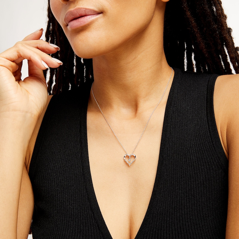 Main Image 2 of Unstoppable Love™ Diamond Accent Dangle Heart Pendant in Sterling Silver
