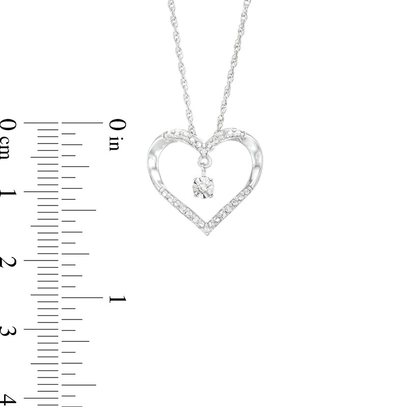 Main Image 3 of Unstoppable Love™ Diamond Accent Dangle Heart Pendant in Sterling Silver