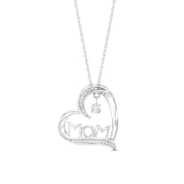 Unstoppable Love™ Diamond Accent Tilted Heart with &quot;MOM&quot; Pendant in Sterling Silver
