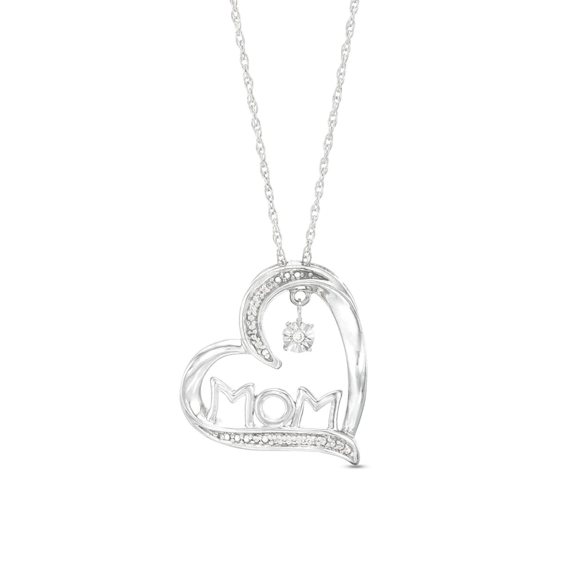 Main Image 1 of Unstoppable Love™ Diamond Accent Tilted Heart with "MOM" Pendant in Sterling Silver