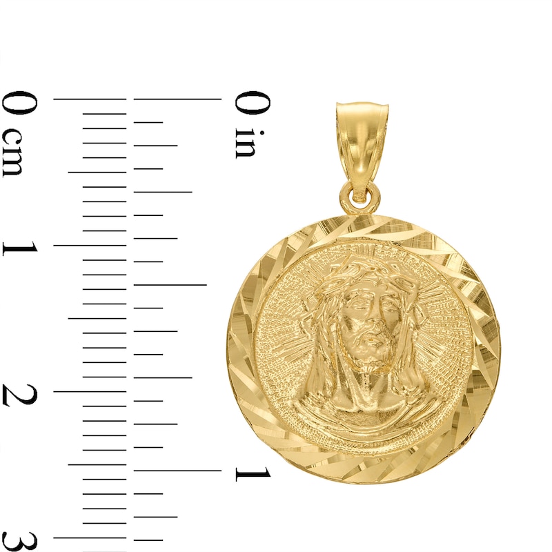 Main Image 2 of Diamond-Cut Jesus Medallion Charm in 14K Gold